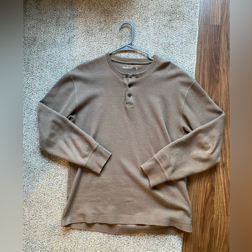 Abercrombie & Fitch Mens Waffle Henley Long Sleeve Shirt